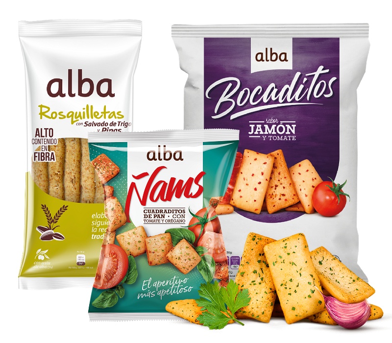 bodegón de productos marca ‘Alba’ (rosquilletas, ñam y bocaditos)